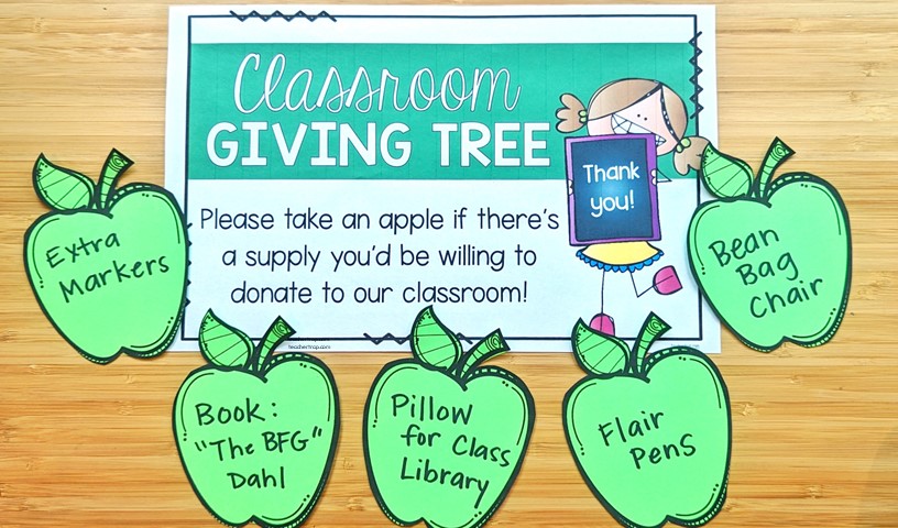 meet the teacher night stations classroom giving tree